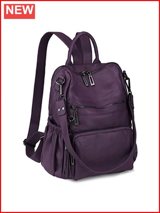 Vegan Leather Tassel Travel Backpack Purse Convertible Shoulder Bag Women